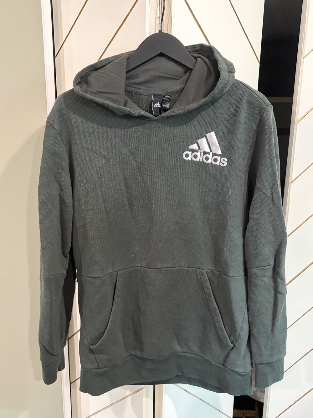 adidas White Logo on Olive Green Sweatshirt
